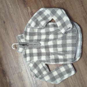 Fluffy Gray/White Checked PULLOVER -3/4 zipper (separate listings Size 6 and 6x)